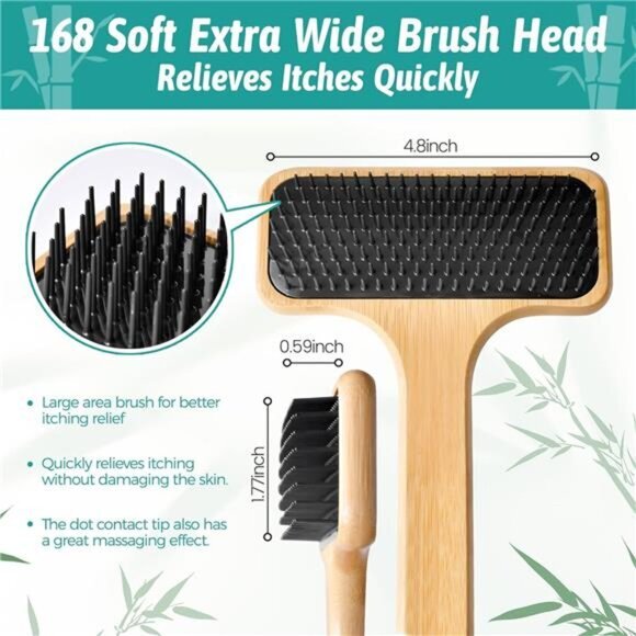 22'' Oversized Bamboo Body Scratcher with Curved Handle and Soft Wide‎ Head - Picture 4 of 8